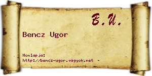 Bencz Ugor névjegykártya